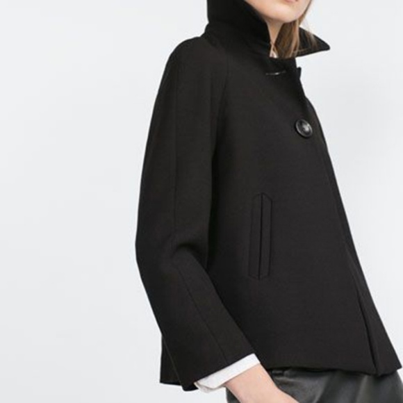 black cape jacket zara